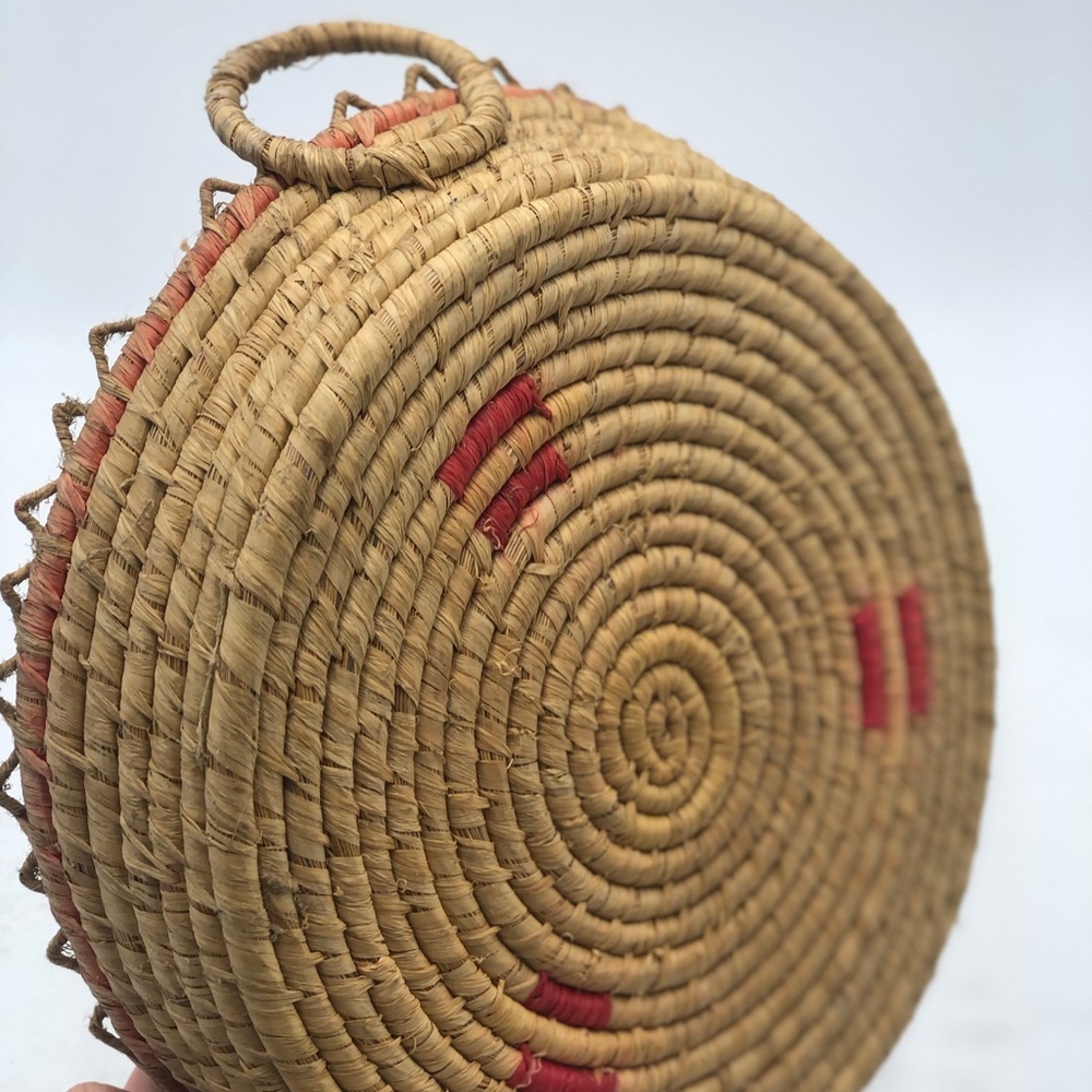 Vintage Woven Basket with Neon